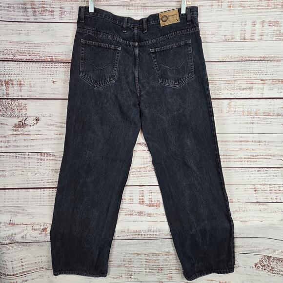 Men's Sz 40 Black Baggy Jeans Rugged Western Straight Leg Cowboy Gorpcore Denim - Picture 2 of 10